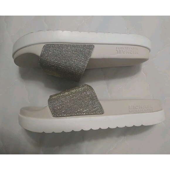 Michael Kors platform Embellished Bling Slides Size 8 Y2K City Boho Beachy - Picture 1 of 13